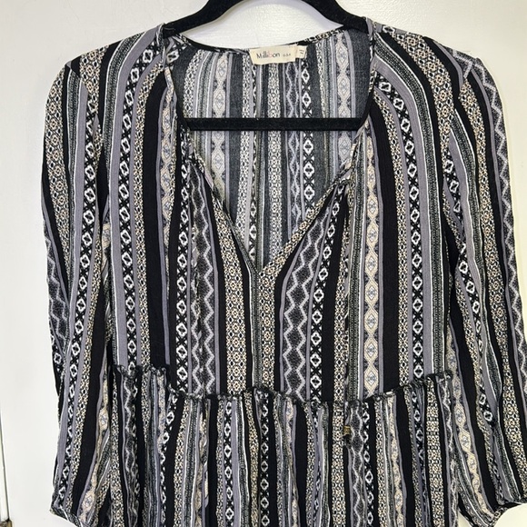 Millibon Boho Black and White Patterned Dress - Picture 4 of 7